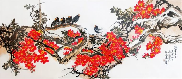 八尺寫意花鳥畫