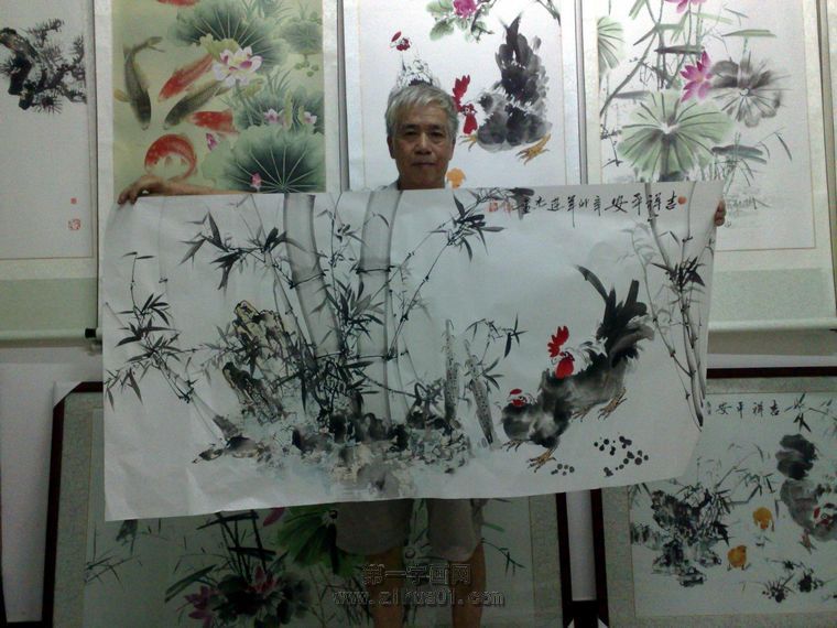 老畫家覃連杰老師現(xiàn)場展示本作品