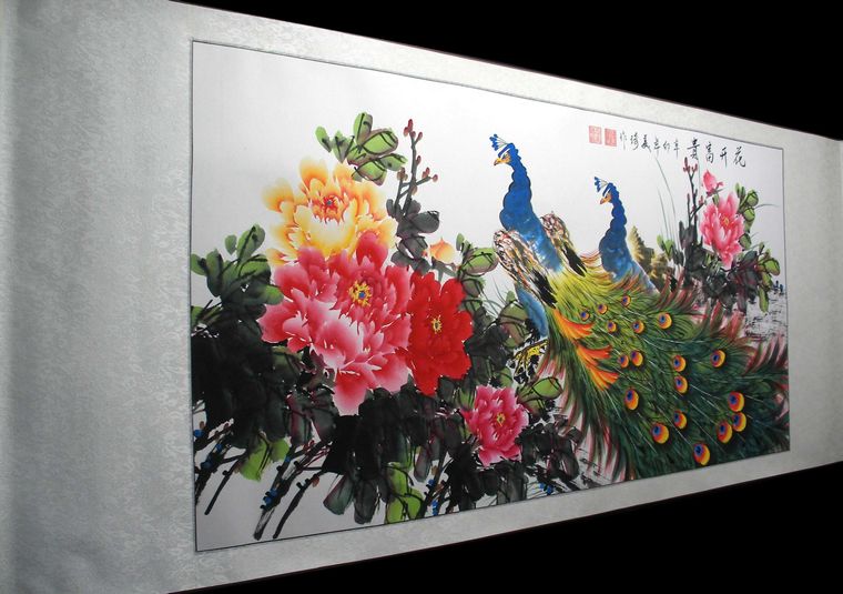 孔雀牡丹圖