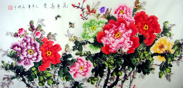 美琦老師四尺橫幅牡丹