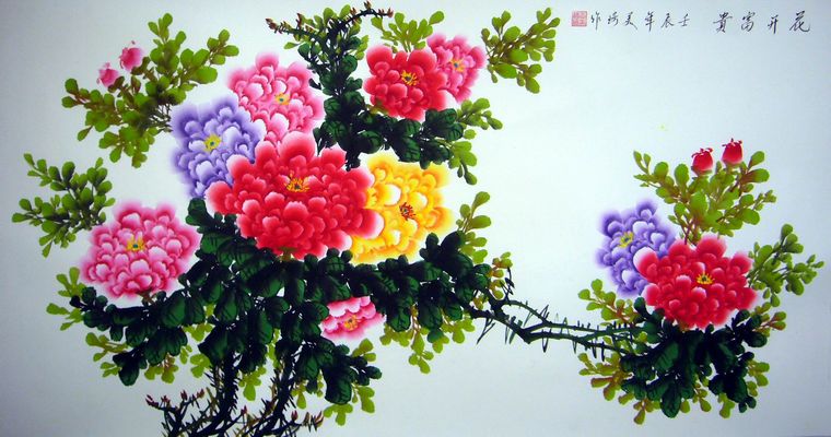 六尺牡丹圖