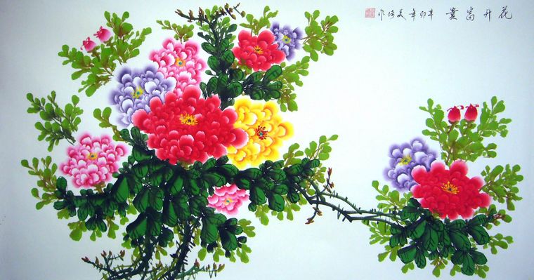 六尺富貴牡丹圖