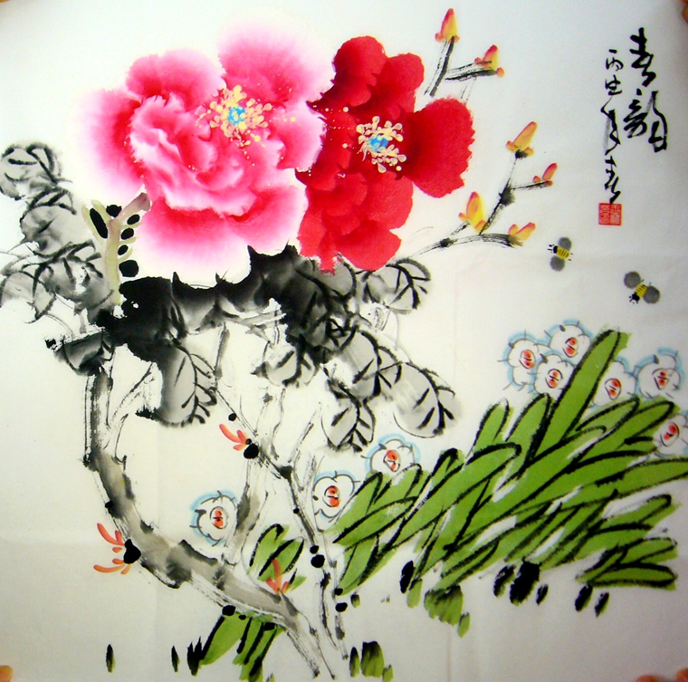 三尺斗方國畫牡丹
