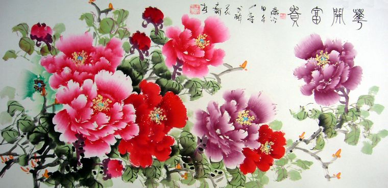 三尺牡丹國畫