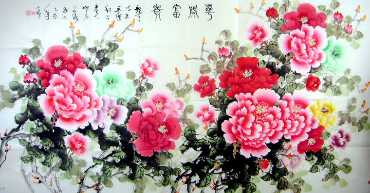 六尺國畫牡丹
