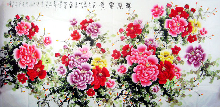 八尺牡丹國畫花開富貴