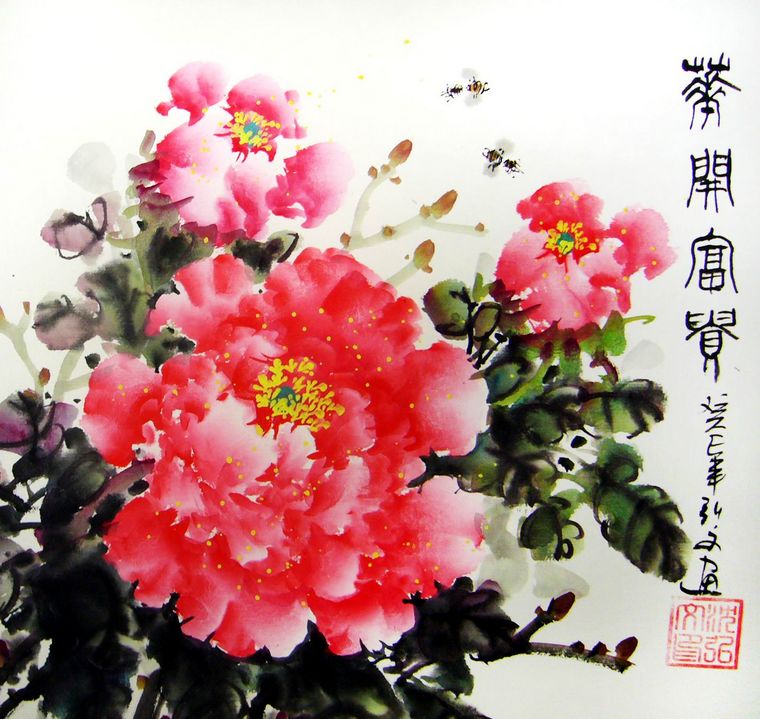 小斗方牡丹圖