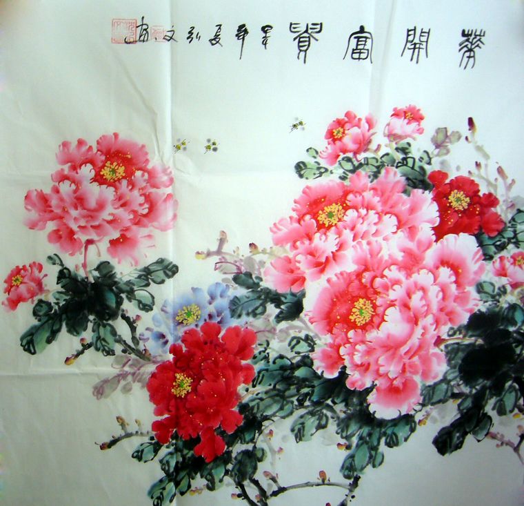 四尺斗方寫意牡丹畫