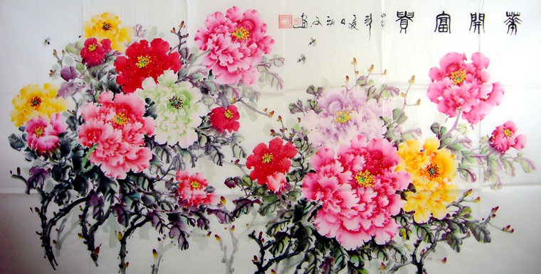 四尺名家牡丹花國(guó)畫