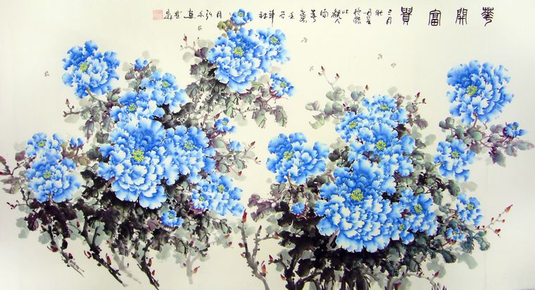 六尺牡丹畫作品