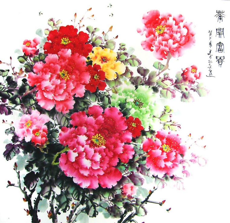 六尺斗方國畫牡丹