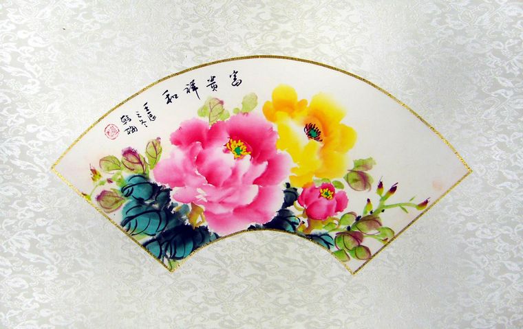 扇形牡丹圖