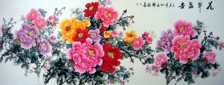 小六尺國畫牡丹