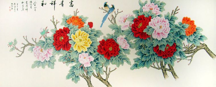 八尺工筆牡丹圖
