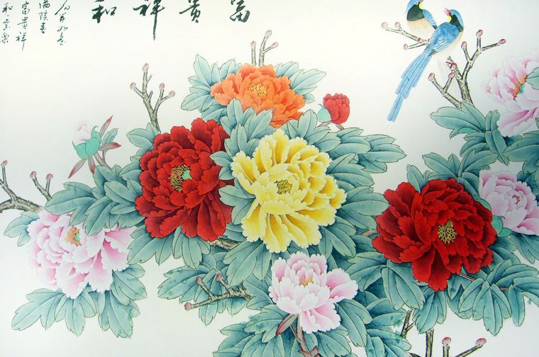 八尺工筆牡丹圖