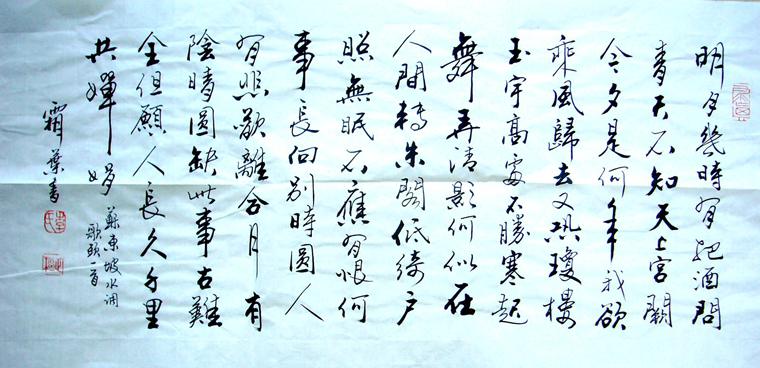橫幅書法水調歌頭
