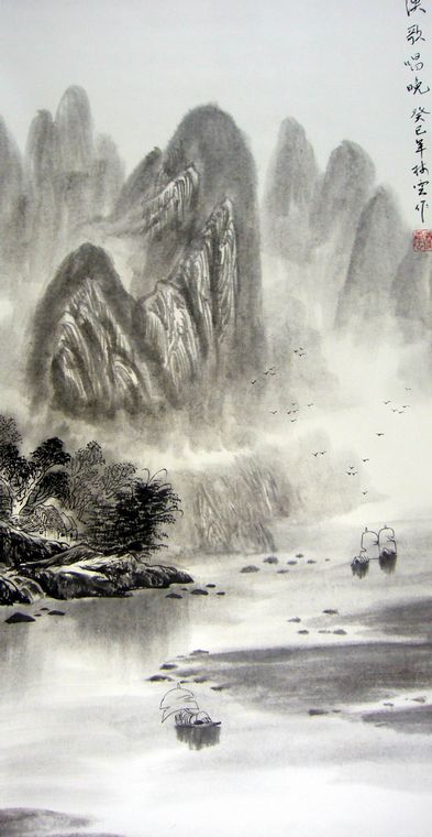 三尺豎幅山水畫