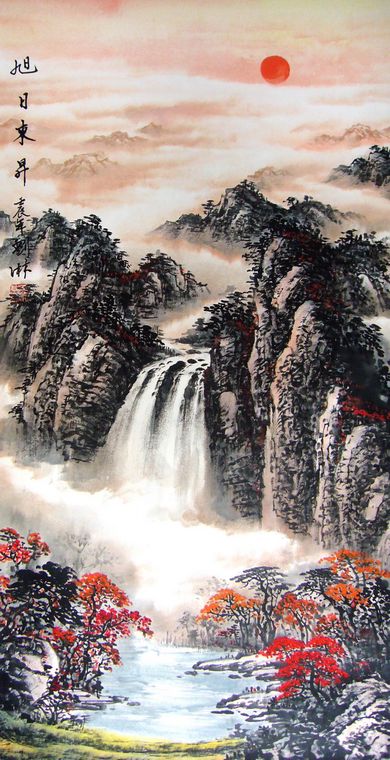 豎幅山水國畫