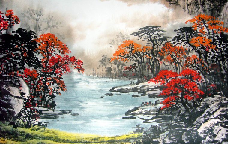 豎幅山水國畫