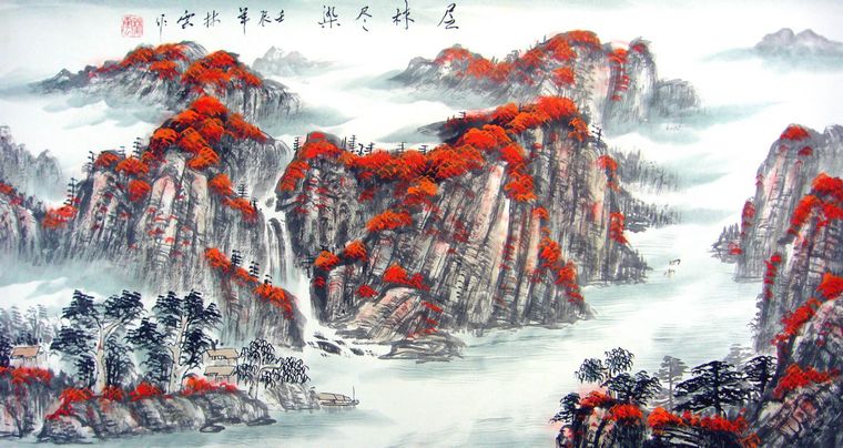 三尺寫意山水畫