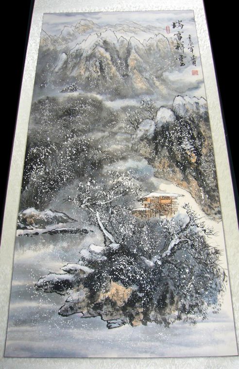 四尺雪景山水畫