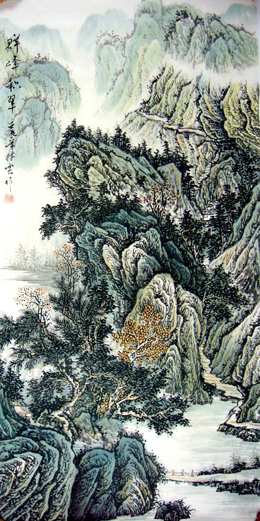 豎幅水墨山水