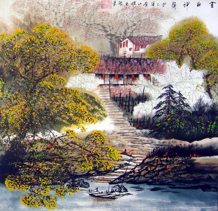 江南風景中國山水畫
