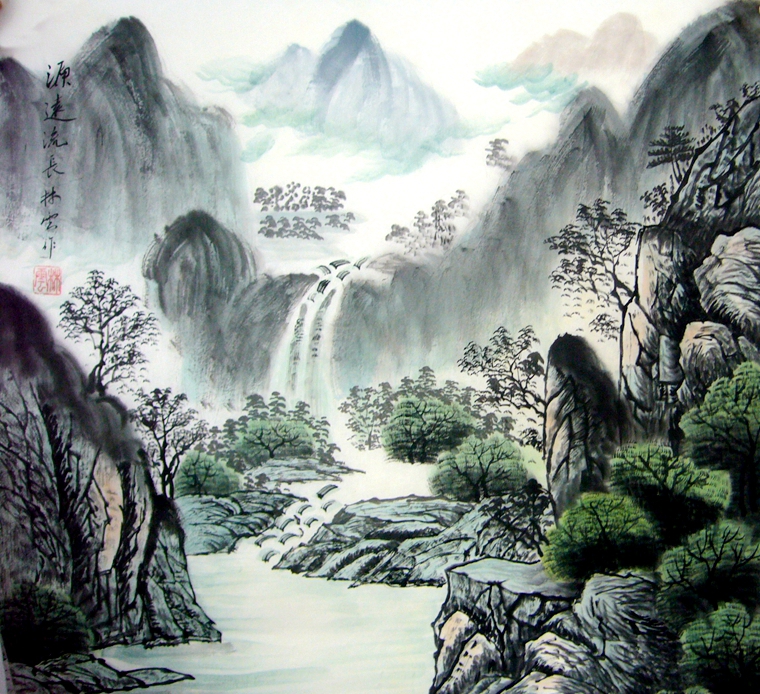 斗方山水國畫