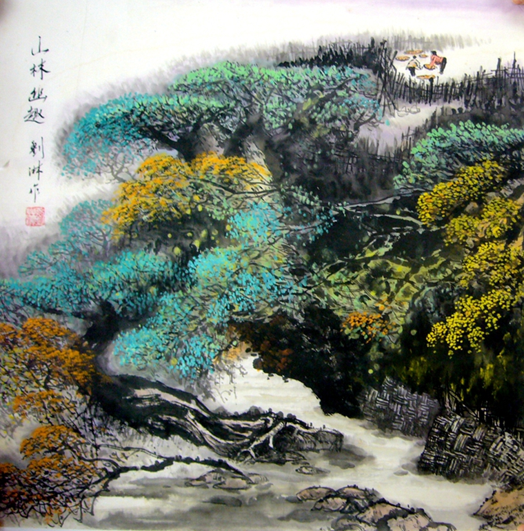 斗方寫意山水作品