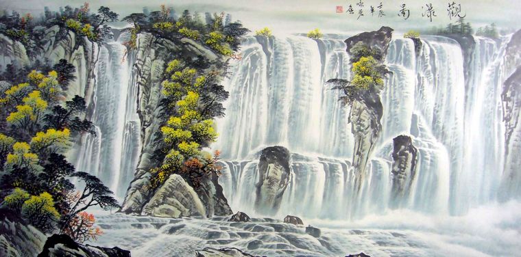 山水畫觀瀑圖