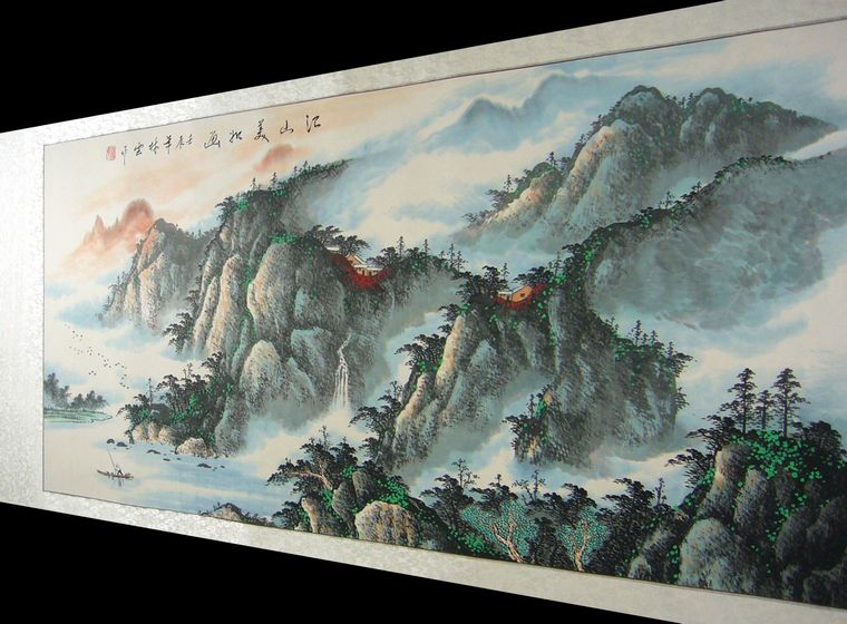 四尺橫幅國畫山水作品