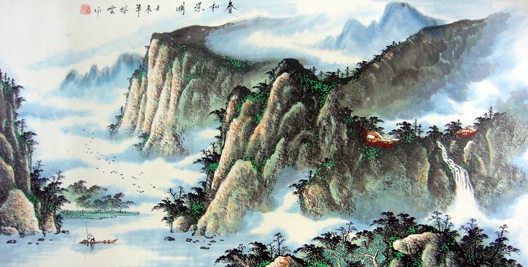 四尺橫幅國畫山水