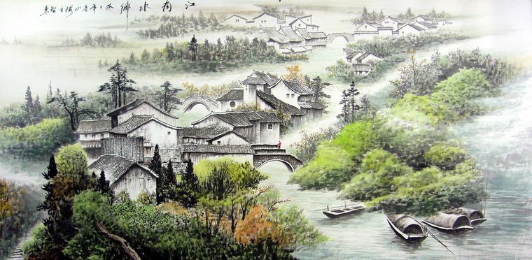 精品水鄉山水畫