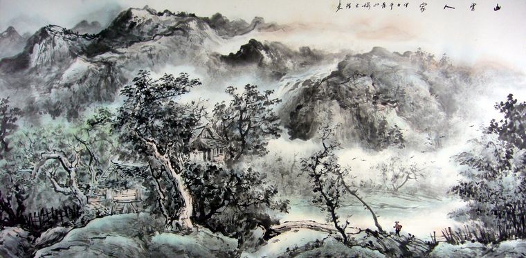 四尺橫幅山水圖