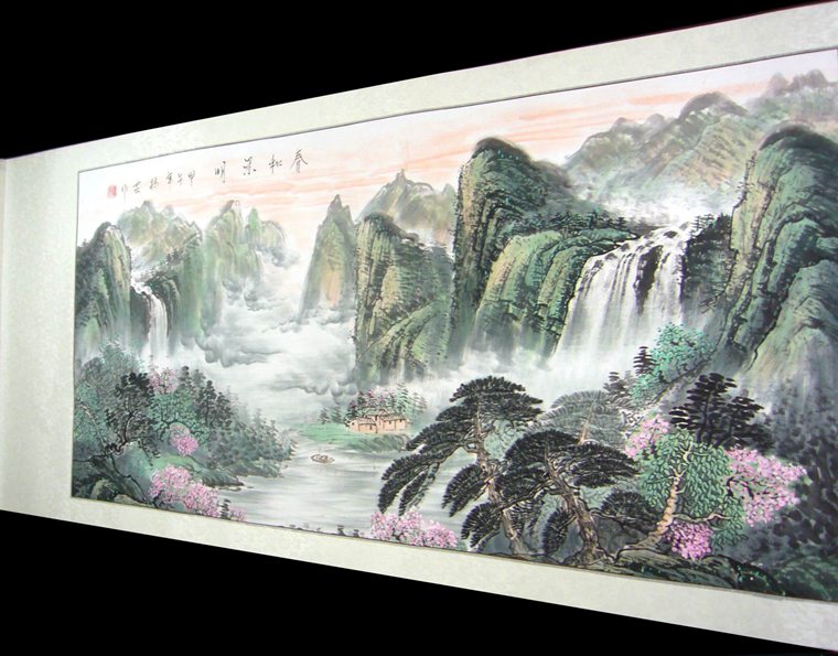 四尺瀑布山水畫