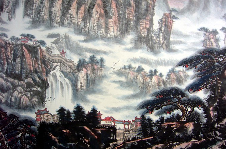 山水畫泰山日出
