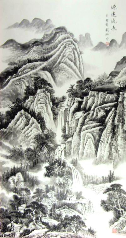 六尺豎幅國畫山水