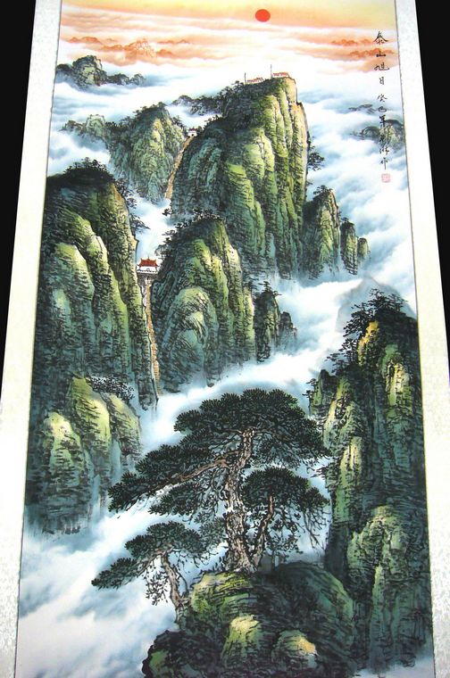 泰山日出畫