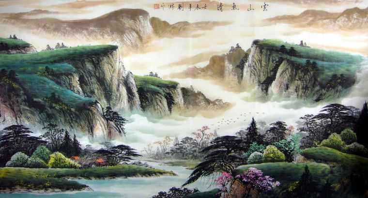 六尺橫幅山水畫