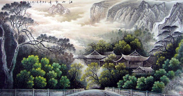 六尺寫意山水作品