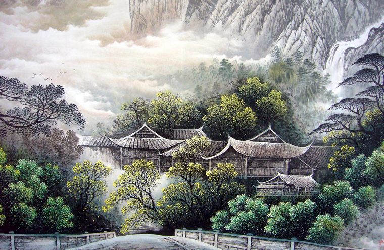 六尺寫意山水作品