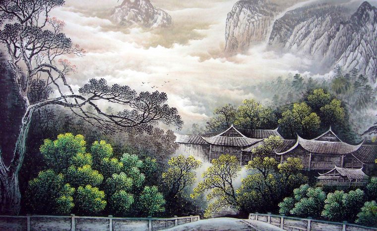 六尺寫意山水作品
