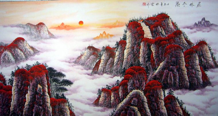 客廳墻面山水畫