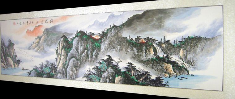 六尺對開山水畫作品