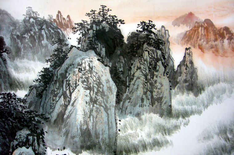 國畫山水黃山