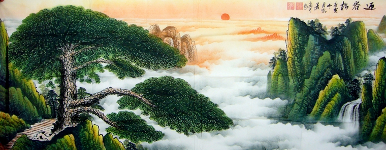 國(guó)畫(huà)山水迎客松