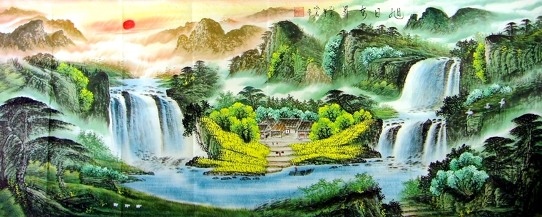 旭日東升山水畫