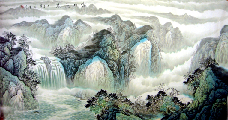 六尺水墨山水國畫