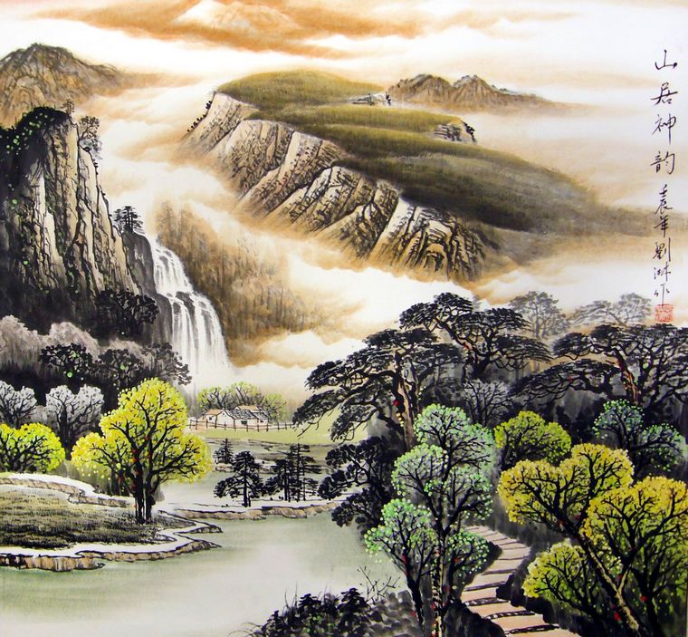 六尺斗方寫意山水畫