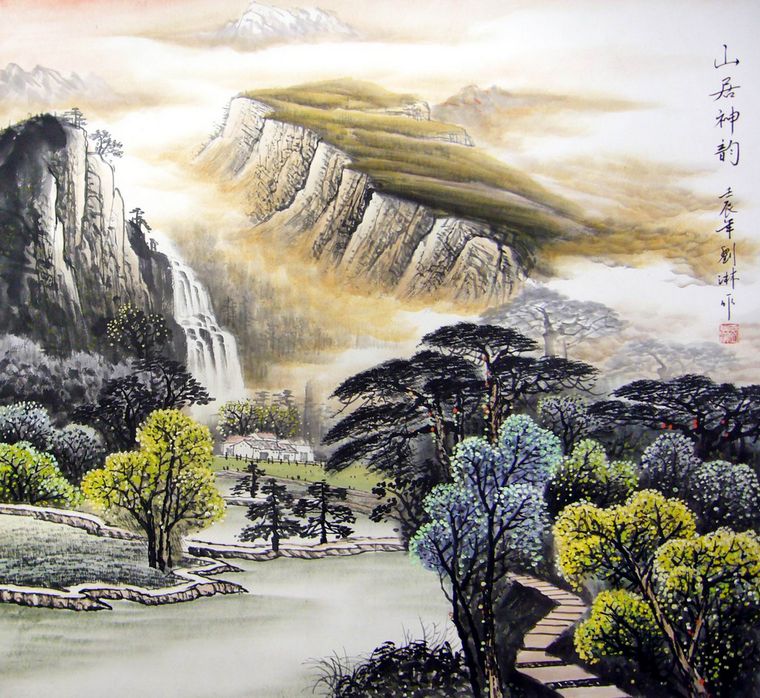 六尺斗方山水畫